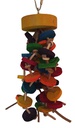 [000000002195] Wood Parrot Toy with Leather Ropes 25*15cm