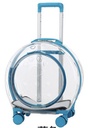 [6942502513WBE] With Door Transparent Pet Trolley Case Blue