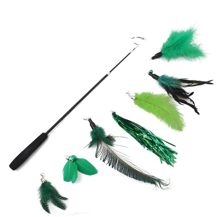 Cat Wand Teasing Set 8pcs Green
