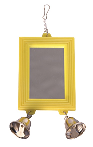 Mirror with red frame with bell 