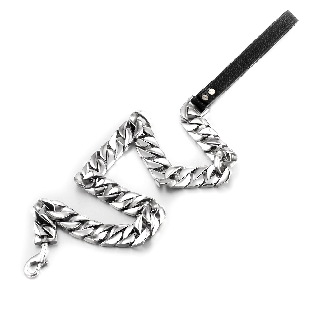 Stainless steel dog chain leash smoke 3.2cm45cm+handle 10cm
