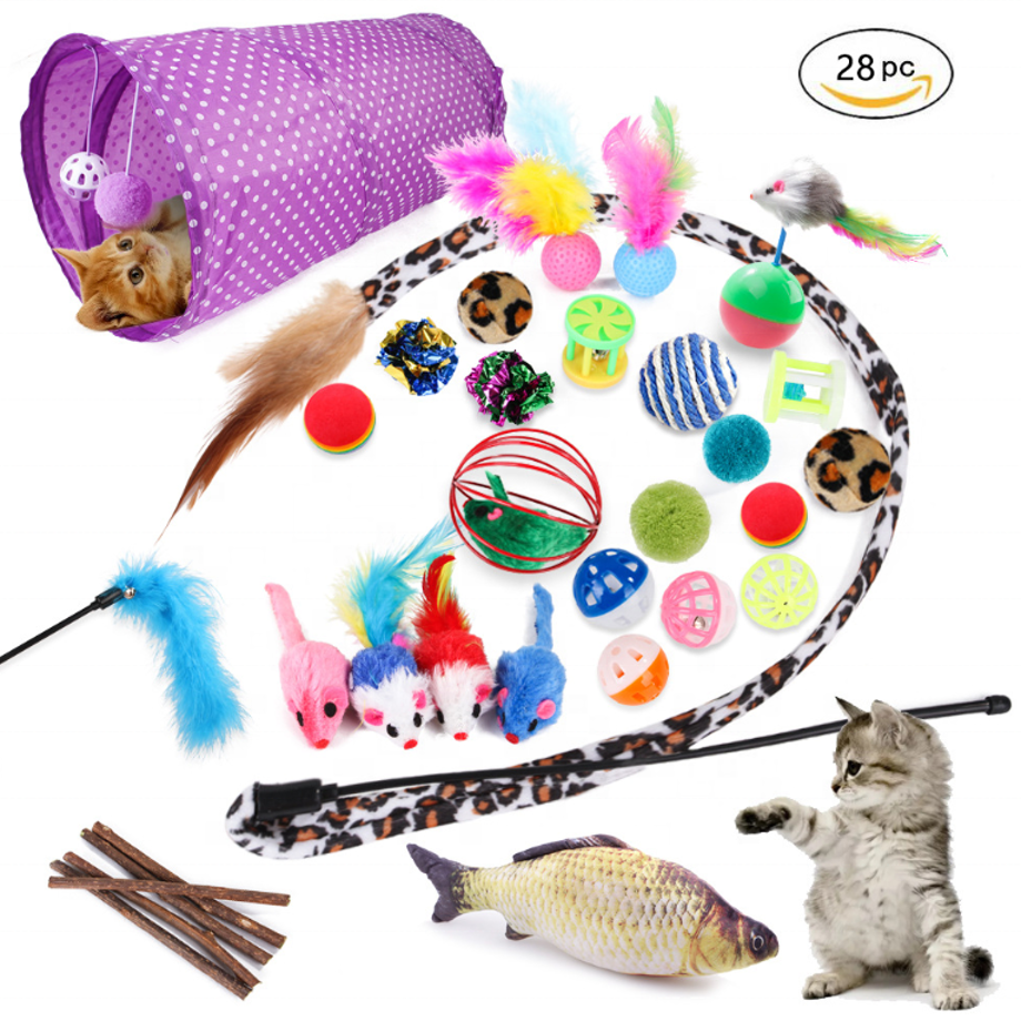 Tunnel with Wand 28pcs Cat Toy