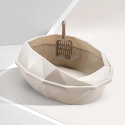[6920210507206BKH] CL206 Cat Litter Box 49*36*17.5cm Big Khaki